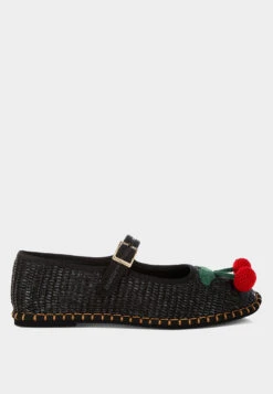 Brunch Date Cherry Accent Mary Jane Flats -Rag & Co Brunch Date Cherry Accent Mary Jane Flats RCSH5614 BLACK 8