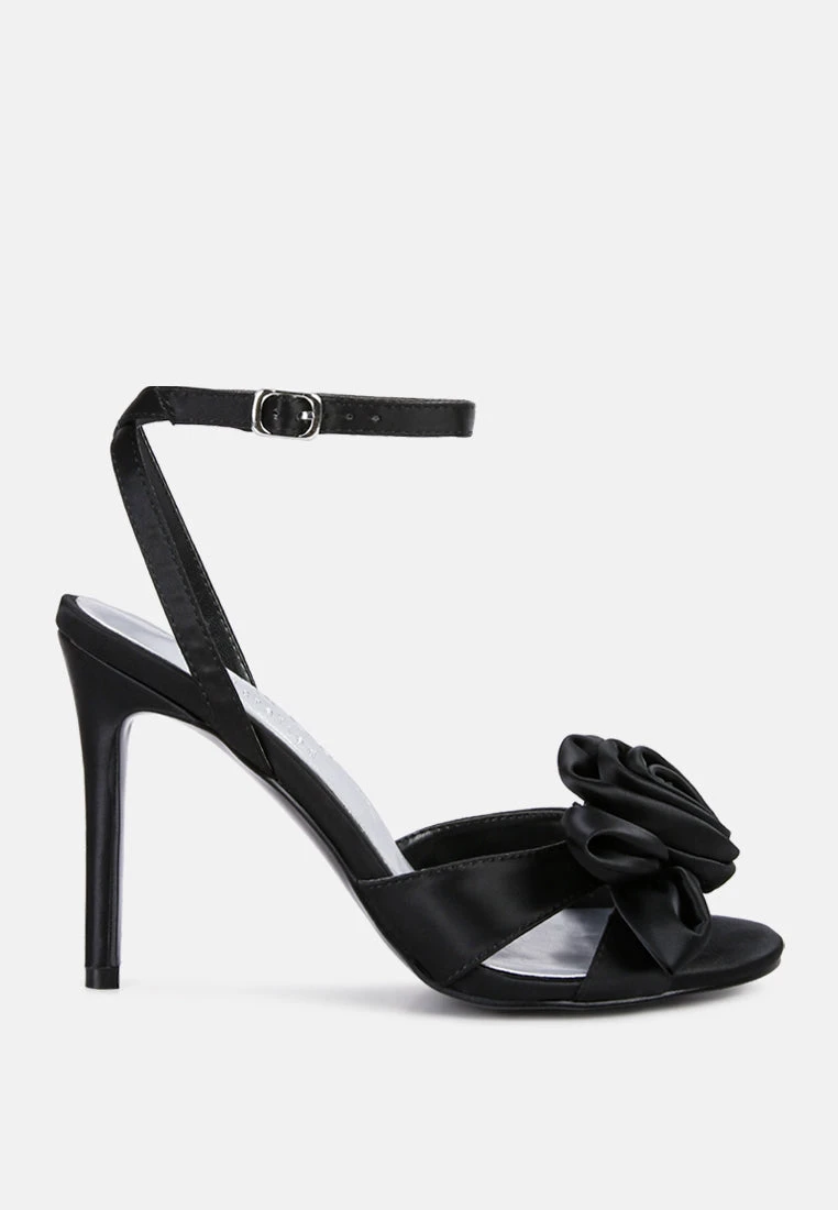 CHAUMET Black Rose Bow Embellished Sandals 4 CHAUMET Black Rose Bow Embellished Sandals - Image 2