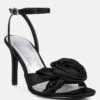 CHAUMET Black Rose Bow Embellished Sandals 1 CHAUMET Black Rose Bow Embellished Sandals -Rag & Co CHAUMETBlackRoseBowSatinHeeledSandals RCSH3434Black 2 44585b2d a303 46f0 a6bd 06da68afb792
