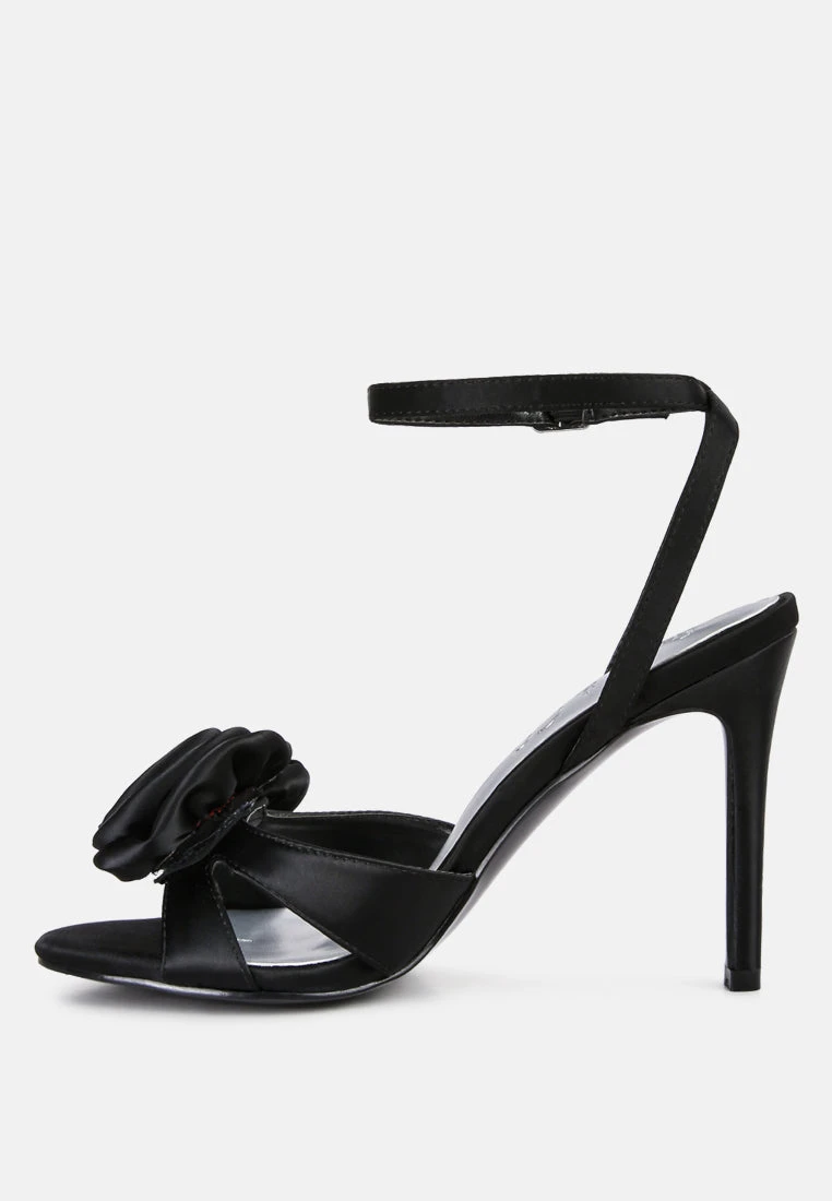 CHAUMET Black Rose Bow Embellished Sandals 6 CHAUMET Black Rose Bow Embellished Sandals - Image 4