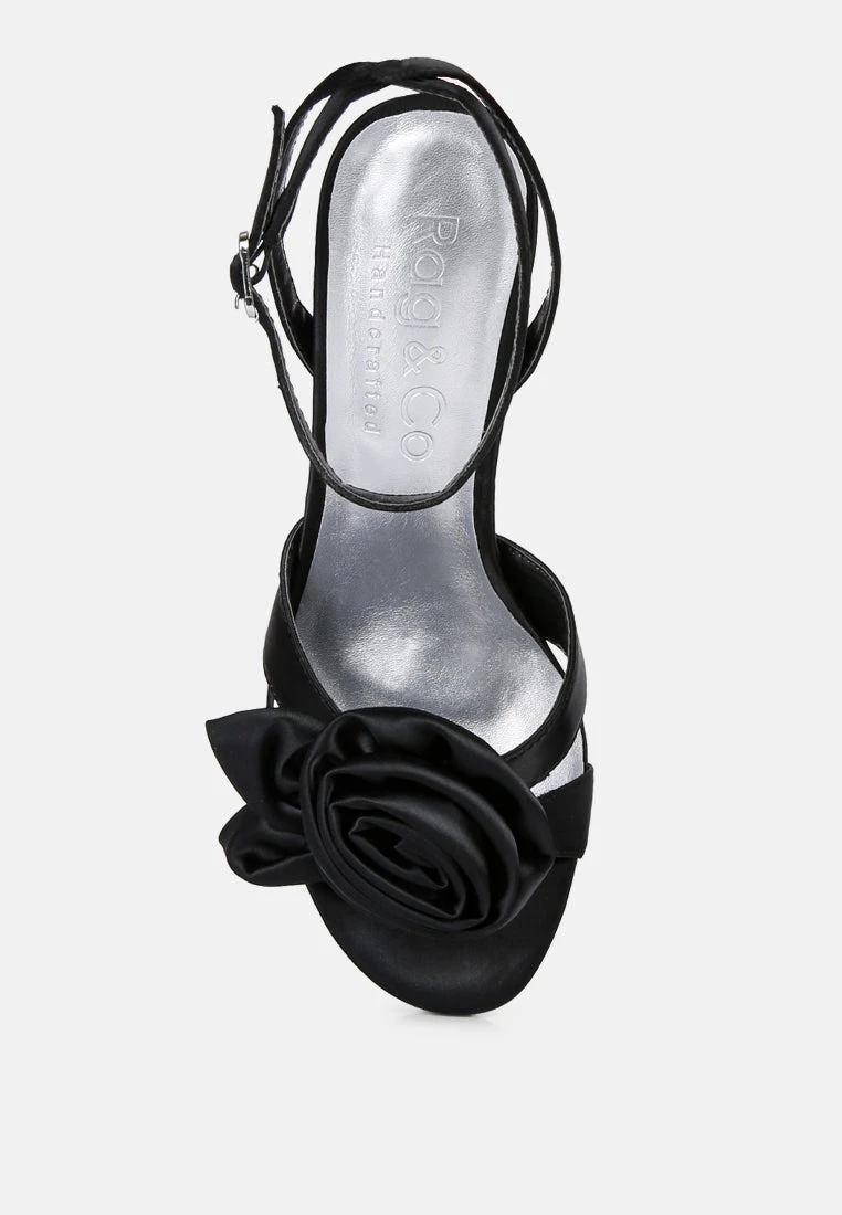 CHAUMET Black Rose Bow Embellished Sandals 8 CHAUMET Black Rose Bow Embellished Sandals - Image 6