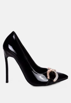 COCKTAIL Buckle Embellished Stiletto Pump Shoes In Black 10 COCKTAIL Buckle Embellished Stiletto Pump Shoes In Black -Rag & Co COCKTAILDiamanteStilettoPumpShoesinBlack RCSH3868BLACK 1