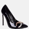 COCKTAIL Buckle Embellished Stiletto Pump Shoes In Black 2 COCKTAIL Buckle Embellished Stiletto Pump Shoes In Black -Rag & Co COCKTAILDiamanteStilettoPumpShoesinBlack RCSH3868BLACK 2