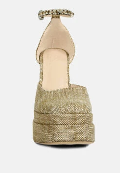 COSETTE Diamante Embellished Ankle Strap High Block Heel Sandals In Beige 13 COSETTE Diamante Embellished Ankle Strap High Block Heel Sandals In Beige -Rag & Co COSETTEDiamanteEmbellishedAnkleStrapHighBlockHeelSandalsinBeige rcsh4185 beige 4