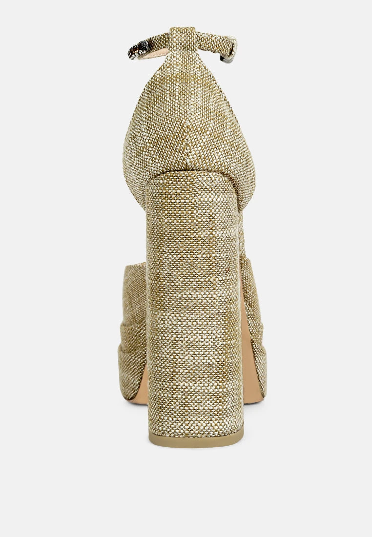 COSETTE Diamante Embellished Ankle Strap High Block Heel Sandals In Beige 7 COSETTE Diamante Embellished Ankle Strap High Block Heel Sandals In Beige - Image 5