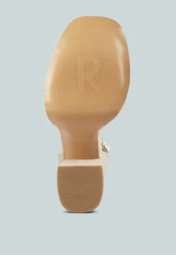 COSETTE Diamante Embellished Ankle Strap High Block Heel Sandals In Off White 17 COSETTE Diamante Embellished Ankle Strap High Block Heel Sandals In Off White -Rag & Co COSETTEDiamanteEmbellishedAnkleStrapHighBlockHeelSandalsinOffWhite RCSH4185OffWhite 4