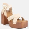 CRISTINA Cross Strap Embellished Heels In Beige 2 CRISTINA Cross Strap Embellished Heels In Beige -Rag & Co CRISTINACrossStrapEmbellishedHeelsinBeigeRCSH4210Beige 2