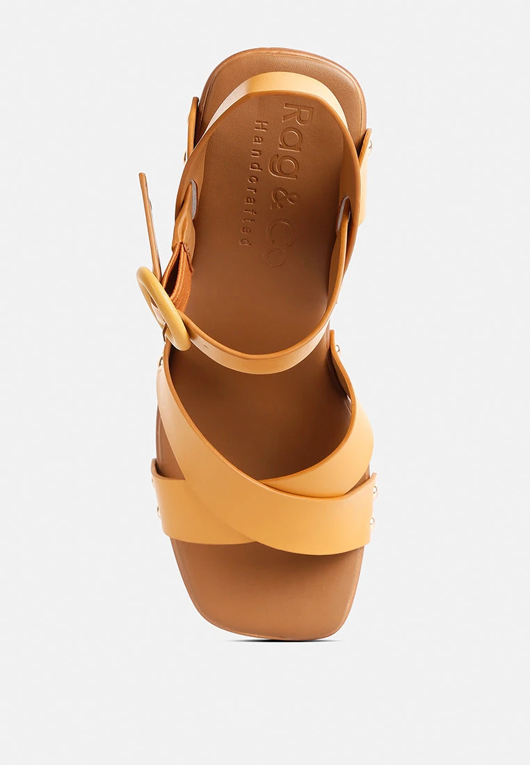 CRISTINA Cross Strap Embellished Heels In Light Tan 9 CRISTINA Cross Strap Embellished Heels In Light Tan - Image 7