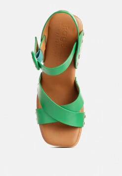 CRISTINA Cross Strap Embellished Heels In Green -Rag & Co CRISTINACrossStrapEmbellishmentheelsinGreenRCSH4210Green 1