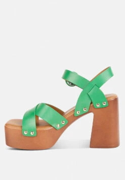 CRISTINA Cross Strap Embellished Heels In Green -Rag & Co CRISTINACrossStrapEmbellishmentheelsinGreenRCSH4210Green 6