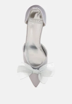 Cadell Bow Detail Satin Sandals -Rag & Co CadellBowDetailSatinSandalsRCSH5114SILVER 2