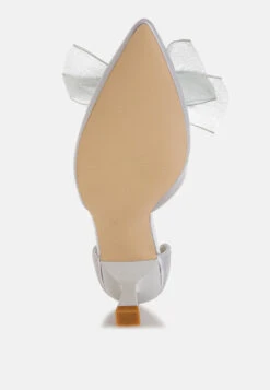 Cadell Bow Detail Satin Sandals -Rag & Co CadellBowDetailSatinSandalsRCSH5114SILVER 3