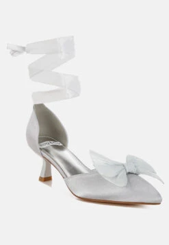 Cadell Bow Detail Satin Sandals -Rag & Co CadellBowDetailSatinSandalsRCSH5114SILVER 6