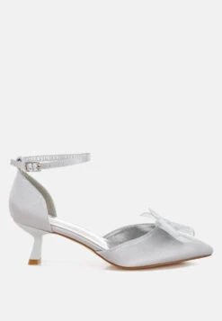 Cadell Bow Detail Satin Sandals -Rag & Co CadellBowDetailSatinSandalsRCSH5114SILVER 7