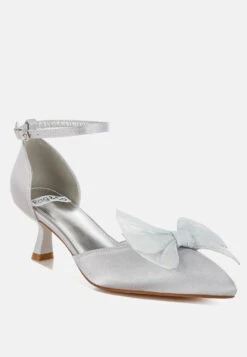 Cadell Bow Detail Satin Sandals -Rag & Co CadellBowDetailSatinSandalsRCSH5114SILVER 8