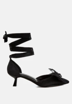 Cadell Bow Detail Satin Sandals -Rag & Co Cadell Bow Detail Satin Sandals RCSH5114 BLACK 5