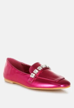 Celosia Metallic Diamante Strap Loafers -Rag & Co Celosia Metallic Diamante Strap Loafers 2