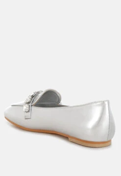 Celosia Metallic Diamante Strap Loafers -Rag & Co Celosia Metallic Diamante Strap Loafers RCSH4971 SILVER 7