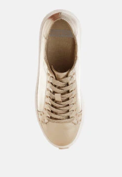 Cincinati Metallic Pleather Chunky Sneakers -Rag & Co CincinatiMetallicPleatherChunkySneakersRCSH5637GOLD 7 85f66881 87e9 4b34 9ba0 fb33256c499a