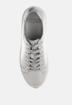 Cincinati Metallic Pleather Chunky Sneakers -Rag & Co Cincinati Metallic Pleather Chunky Sneakers RCSH5637 SILVER 3