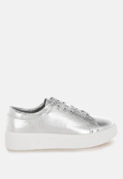 Cincinati Metallic Pleather Chunky Sneakers -Rag & Co Cincinati Metallic Pleather Chunky Sneakers RCSH5637 SILVER 5
