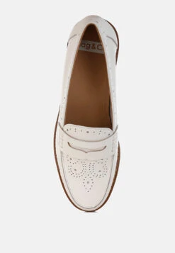 Clotilda Perforated Low Heel Loafers 16 Clotilda Perforated Low Heel Loafers -Rag & Co Clotilda Perforated Low Heel Loafers RCSH5388 OFF WHITE 7