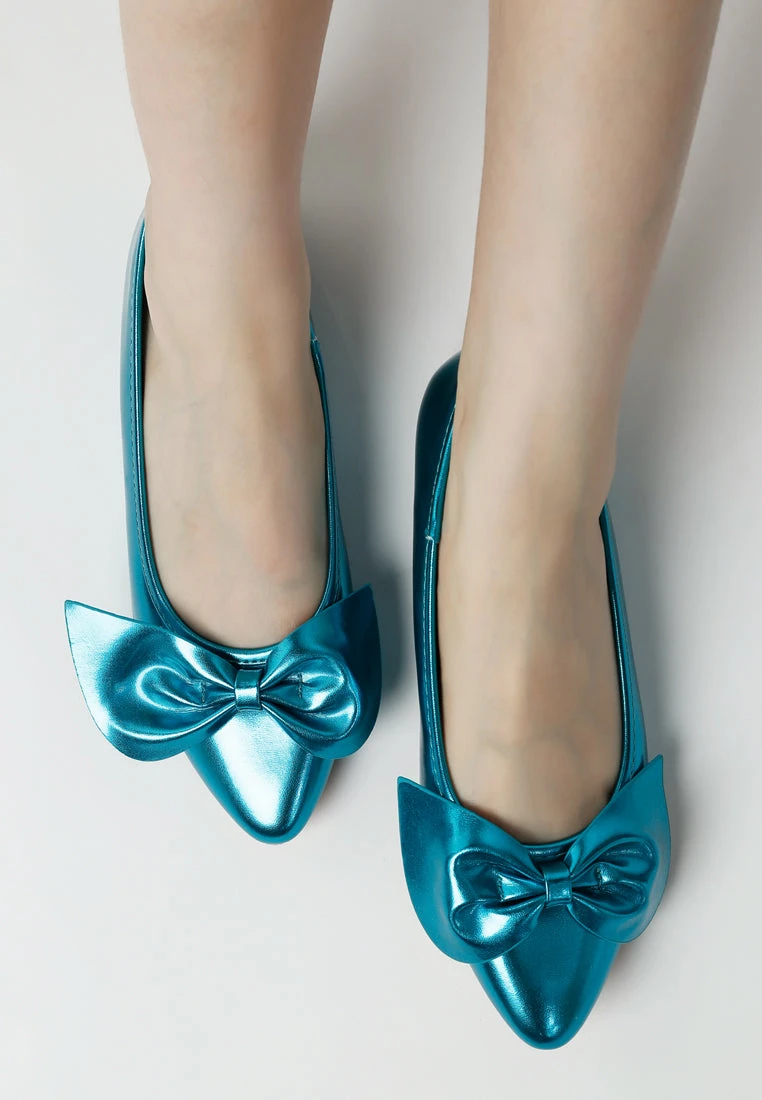 Bromelia Metallic Pleather Bow Ballerinas 14 Bromelia Metallic Pleather Bow Ballerinas - Image 12