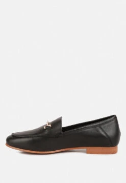 DARETH Horsebit Flat Heel Loafers In Black -Rag & Co DARETHHorsebitFlatHeelLoafersinBlackRCSH4076Black 3