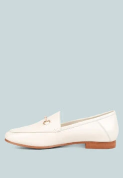 DARETH Horsebit Flat Heel Loafers In Off White -Rag & Co DARETHHorsebitFlatHeelLoafersinOffWhiteRCSH4076OffWhite 4