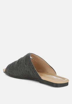 Daisy Doe Raffia Square Toe Flats -Rag & Co Daisy Doe Raffia Square Toe Flats RCSH5615 BLACK 2