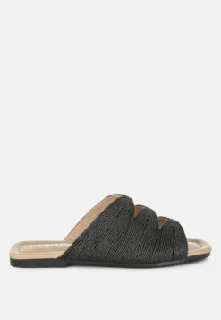 Daisy Doe Raffia Square Toe Flats -Rag & Co Daisy Doe Raffia Square Toe Flats RCSH5615 BLACK 6