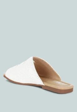 Daisy Doe Raffia Square Toe Flats -Rag & Co Daisy Doe Raffia Square Toe Flats RCSH5615 WHITE 2