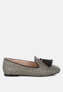 Dara Raffia Tassels Detail Loafers -Rag & Co Dara Raffia Tassels Detail Loafers RCSH5476 9