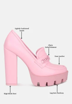 CORINNE Pink Chain Embellished Chunky Loafers 15 CORINNE Pink Chain Embellished Chunky Loafers -Rag & Co Detail 2741a205 c024 409a a1a9 c0008aba1375