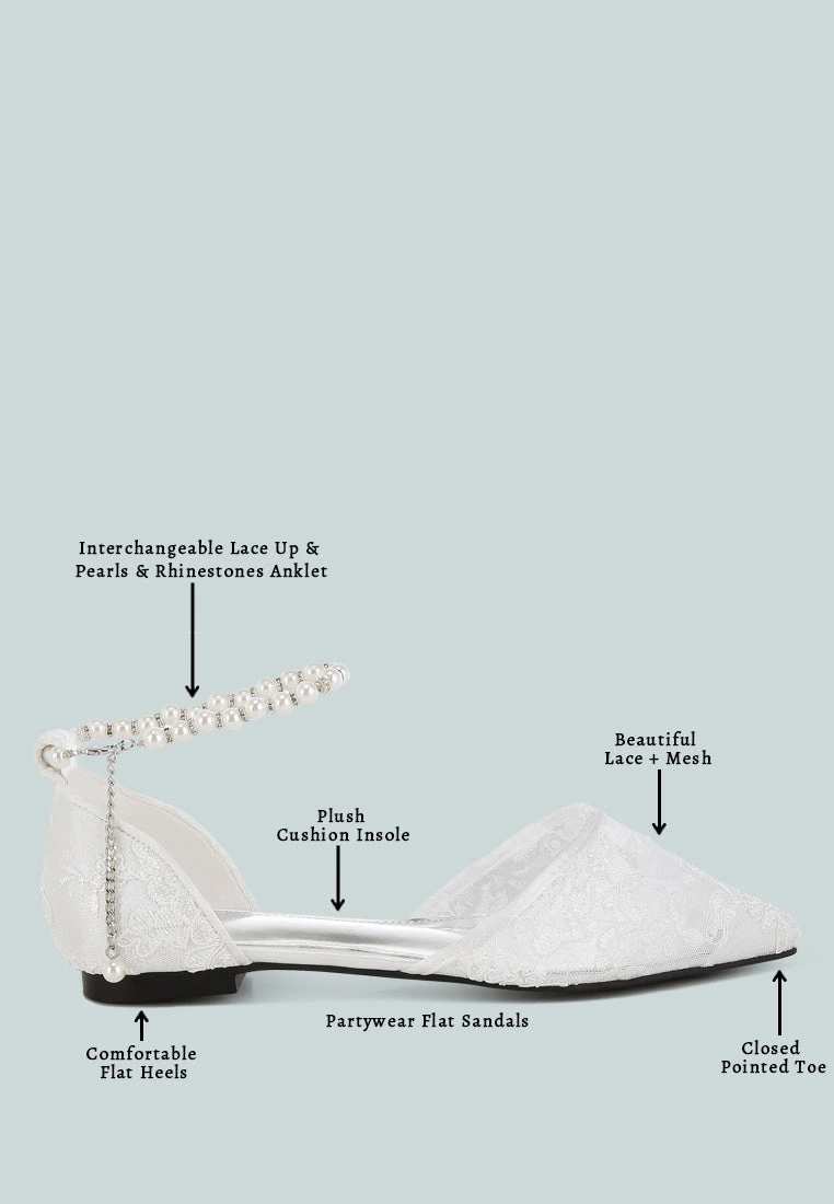 Shrami Pearl & Rhinestone Strap Flat Sandals 10 Shrami Pearl & Rhinestone Strap Flat Sandals - Image 8