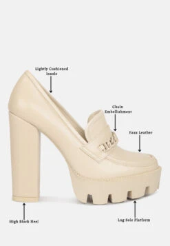 CORINNE Beige Chain Embellished Chunky Loafers -Rag & Co Detail ab89afe0 a31b 4446 b805 4006c951476e