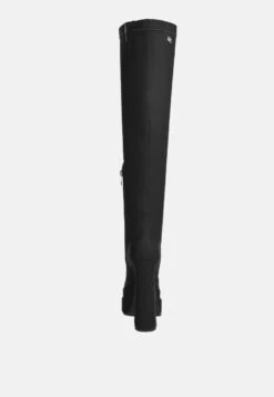CYBER-PUNK High Platform Long Boots In Black 12 CYBER-PUNK High Platform Long Boots In Black -Rag & Co DoubleDeckerPlatformKneeLengthBoots RCSH3440 Black 6