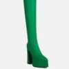 CYBER-PUNK High Platform Long Boots In Green 1 CYBER-PUNK High Platform Long Boots In Green -Rag & Co DoubleDeckerPlatformKneeLengthBoots RCSH3440 Green 6