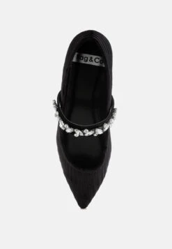 Dresden Diamante Brooch Velvet Ballerinas -Rag & Co Dresden Diamante Brooch Velvet Ballerinas RCSH5303 BLACK 2 e6403d35 31a2 4913 8453 7c99a54c9247