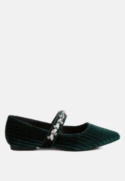 Dresden Diamante Brooch Velvet Ballerinas -Rag & Co Dresden Diamante Brooch Velvet Ballerinas RCSH5303 GREEN 5 3bdd43b0 b846 4873 93fe e34b7a383b88
