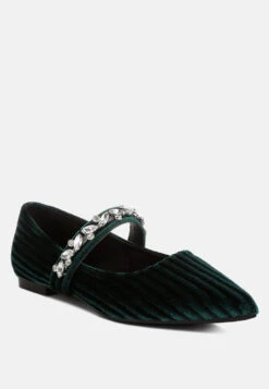 Dresden Diamante Brooch Velvet Ballerinas -Rag & Co Dresden Diamante Brooch Velvet Ballerinas RCSH5303 GREEN 6 484ceb05 3463 4c37 b595 8192a5bd7062
