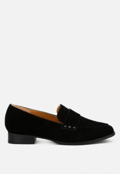Durance Studded Genuine Suede Loafers 23 Durance Studded Genuine Suede Loafers -Rag & Co Durance Studded Suede Loafers RCSH4844 black 13