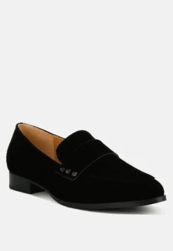 Durance Studded Genuine Suede Loafers 24 Durance Studded Genuine Suede Loafers -Rag & Co Durance Studded Suede Loafers RCSH4844 black 15