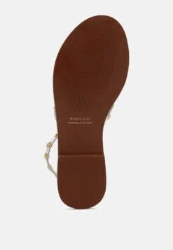 EMMETH Studs Embellished White Flat Gladiator Sandals -Rag & Co EMMETHStudsEmbellishedWhiteFlatGladiatorSandals RCSH4104 white 1