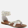 EMMETH Studs Embellished White Flat Gladiator Sandals -Rag & Co EMMETHStudsEmbellishedWhiteFlatGladiatorSandals RCSH4104 white 8