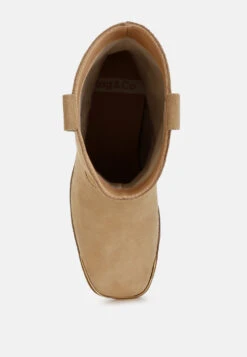Emberly Suede Square Toe Ankle Boots -Rag & Co EmberlySuedeSquareToeAnkleBootsRCSH5152BEIGE 6