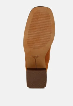 Emberly Suede Square Toe Ankle Boots -Rag & Co Emberly Suede Square Toe Ankle Boots RCSH5152 TAN 2