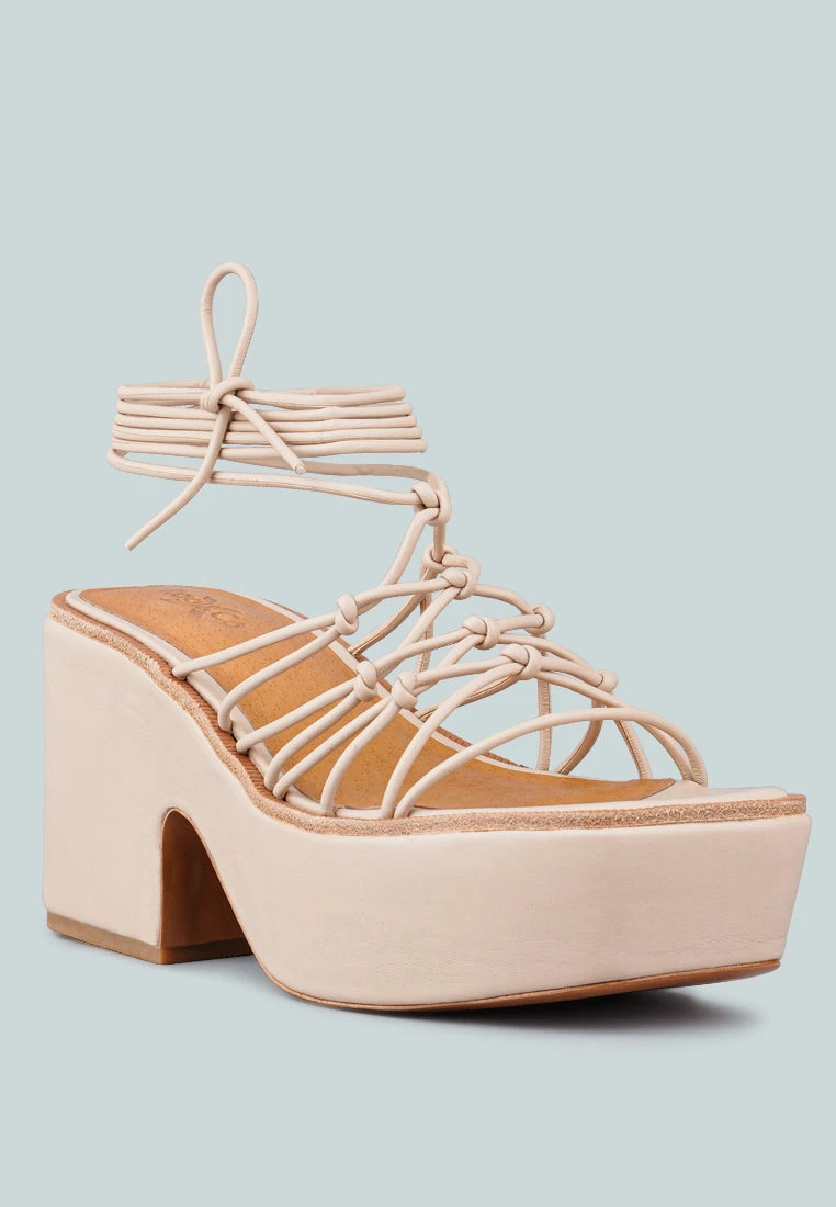 FAWCETT Nude Tie Up Platform Heeled Sandals 3 FAWCETT Nude Tie Up Platform Heeled Sandals