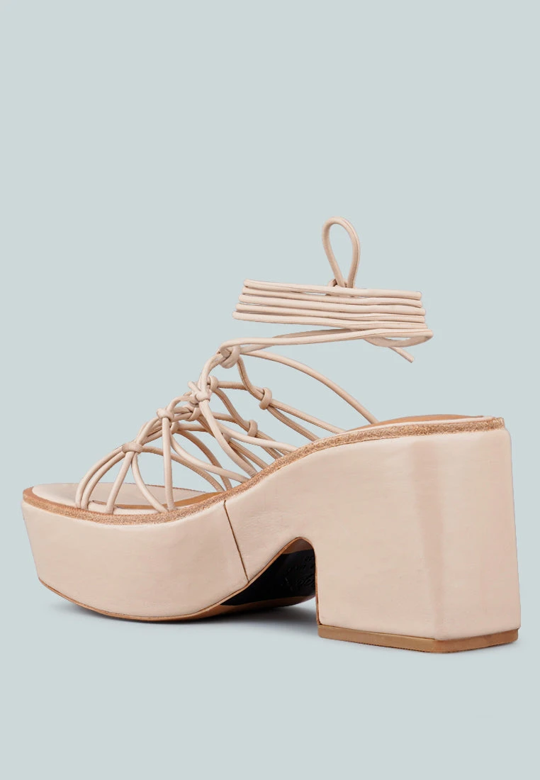 FAWCETT Nude Tie Up Platform Heeled Sandals 5 FAWCETT Nude Tie Up Platform Heeled Sandals - Image 3