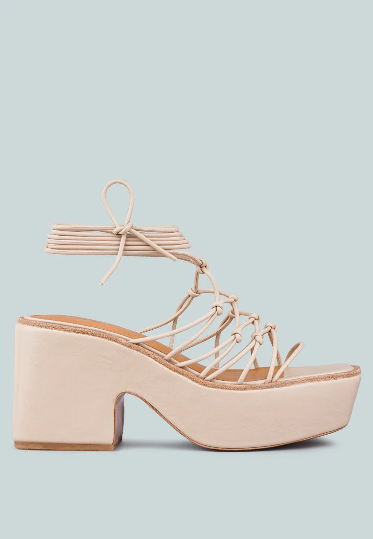 FAWCETT Nude Tie Up Platform Heeled Sandals 4 FAWCETT Nude Tie Up Platform Heeled Sandals - Image 2